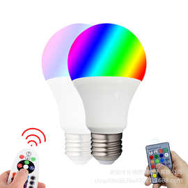 led智能遥控球泡灯七彩变色灯泡 rgbw彩色灯泡e27调光灯A60塑包铝