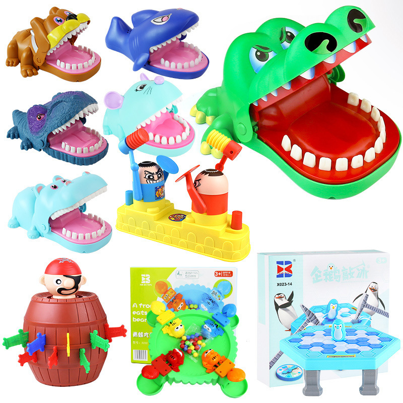 Large Crocodile Biting Finger Toy Shark Tooth Extraction Parent-Child Game Evil Dog Biting Hand Toy Children Trick Man Props
