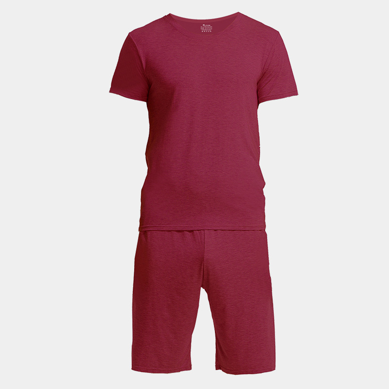 60 modal de primavera y verano de los hombres de fondo Delgado cuello redondo manga corta Camiseta pantalones cortos de color sólido ropa de abrigo pijamas en stock