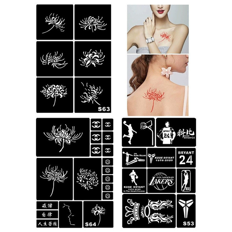 Фабрика Прямые поставки тела Картина полый шаблон татуировки струйный шаблон татуировки Хина