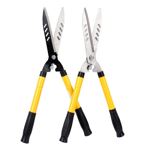 Garden tools yellow steel pipe telescopic handle pruning hedge scissors large head quenching black head white head holly lawn shears