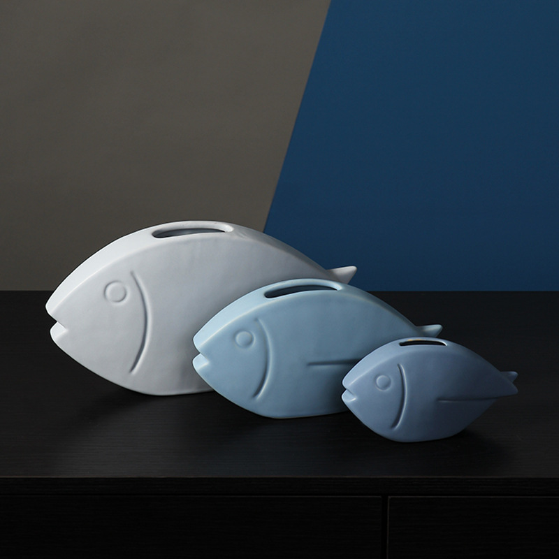 Estilo nórdico cerámica pescado artesanía decoración moderna minimalista creativa ins sala de estar decoración suave del hogar