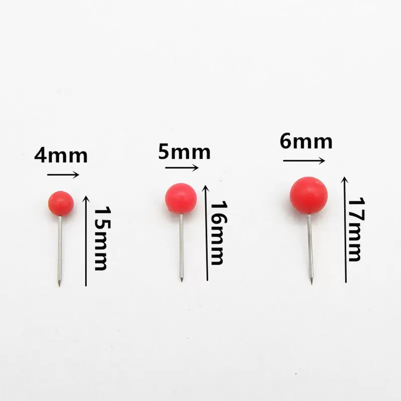 不锈钢针彩色塑料大头针文具办公软木固定多规格圆球地图钉