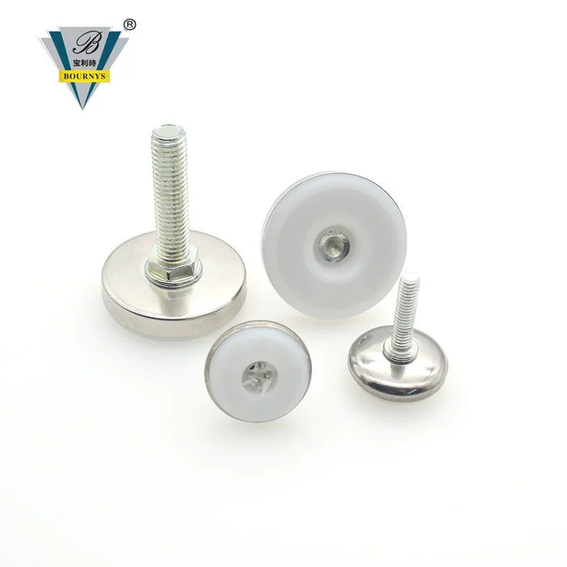 BaoLiShi Stainless Steel Adjustable Furniture Feet with White Base, M6/M8/M10 Threads, 15–40mm Heights