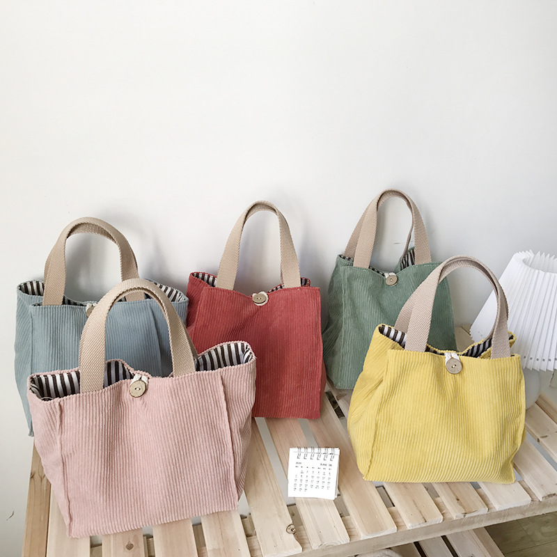 Japanese solid color lunch box bag for students