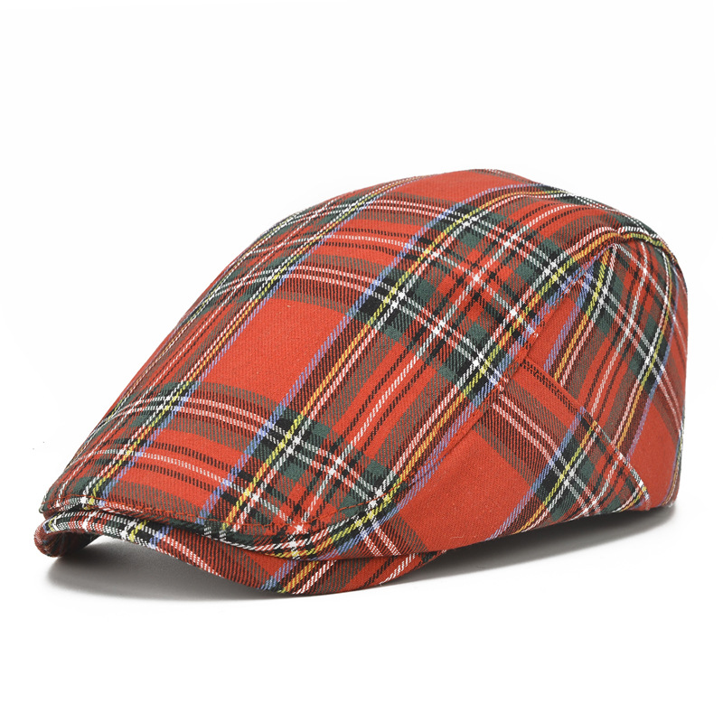 Korean version of spring, summer and autumn new British style plaid beret casual Joker outdoor sunshade forward cap wholesale