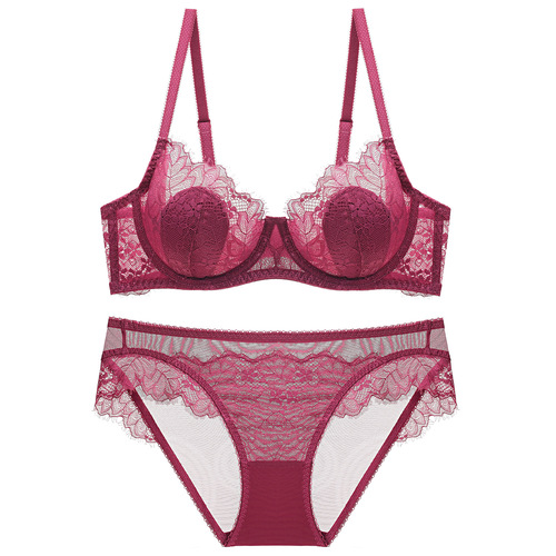 Sexy Lace Thin Transparent Bra Women's Underwear Large Size Bra Set