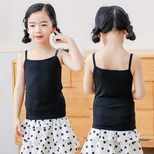 Girls Camisole More Summer Thin Baby Children's Bottoming Underwear Little Girls Undershirt Medium Big Children's White