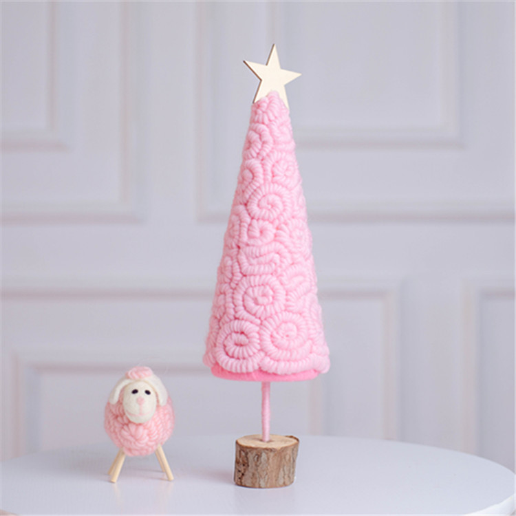 店铺橱窗装饰品圣诞树酒店摆件迷你圣诞树毛毡粉色圣诞树木质装饰