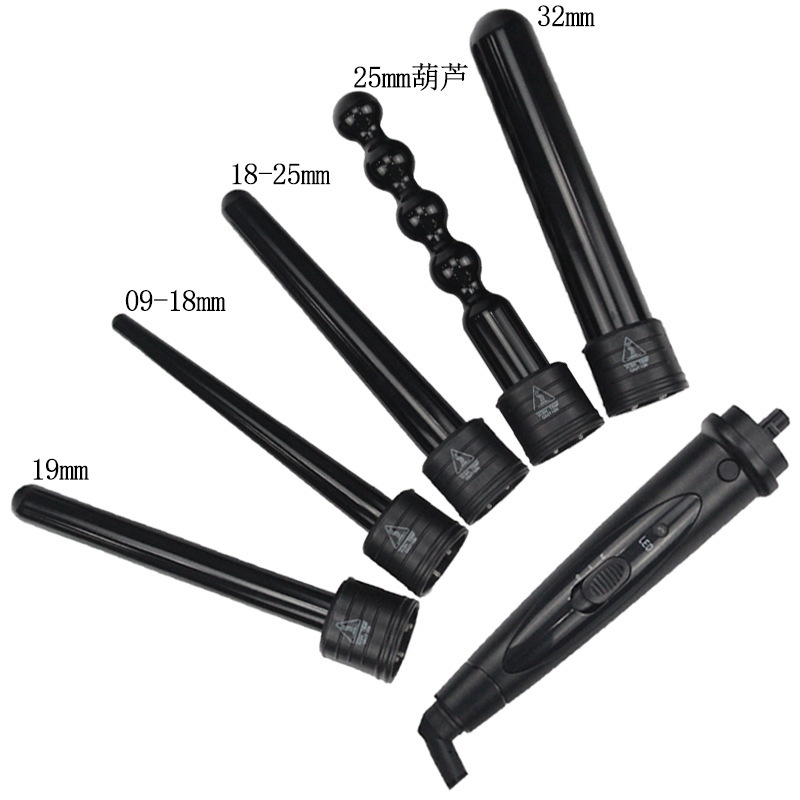 Amazon New 5-in -1 Curling Rod Changing Head Ceramic Curling Rod Switch LED Changing Tube Curling Rod Factory