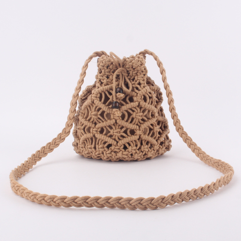 Dropshipping New Handmade Cotton Thread Retro Ethnic Style Straw Bag Woven Bag Mori Women's Crossbody Bag Beach Women's Bag