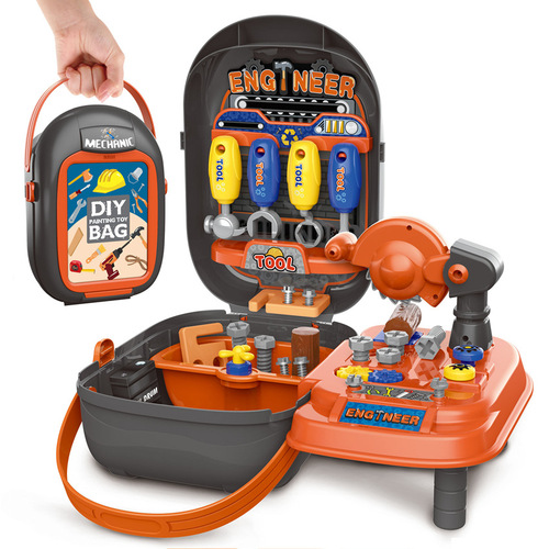Cross-border children's simulation BBQ kitchen tableware makeup tools supermarket play house painting suitcase doctor toys