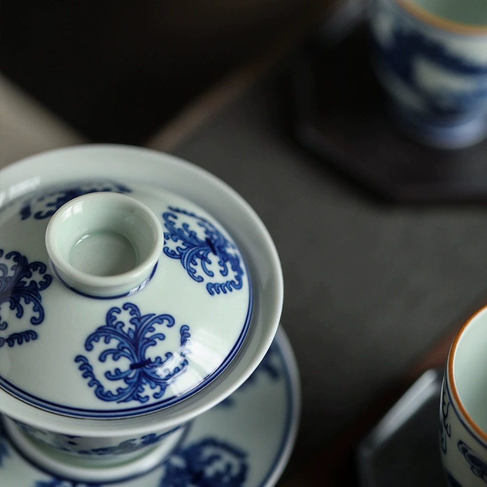 Посудница из дерева Шуанбао с крышкой, расписываемая вручную Jingdezhen, узор лимонник, утка-мандаринка, чашка чайная в античном стиле Санчай