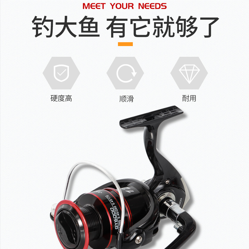 Carrete de pesca Carrete de la pesca carrete de la caña de mar carrete de pesca todo el alambre de metal Copa rueca carretera rueda asiática carrete de metal carrete de pesca