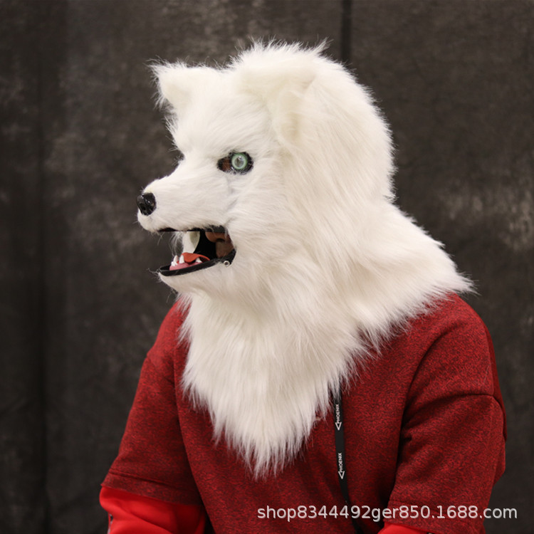 Comercio exterior nuevo animal Fox Hood felpa máscara boca puede abrir bar TikTok Halloween apoyos del funcionamiento