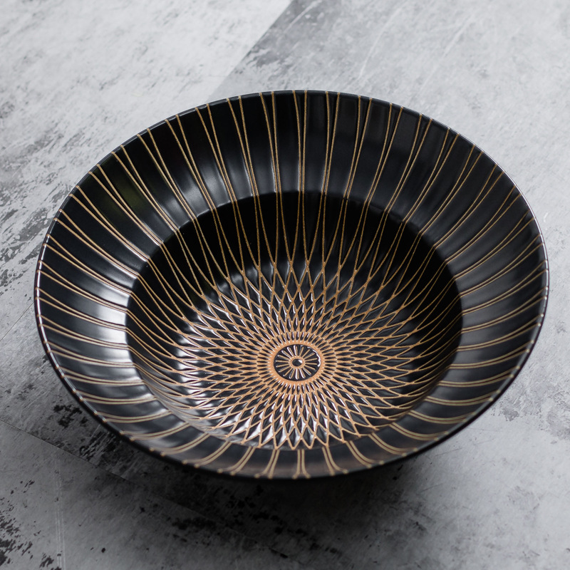 Patrón geométrico gris Plato de cerámica Plato de carne Plato de pasta