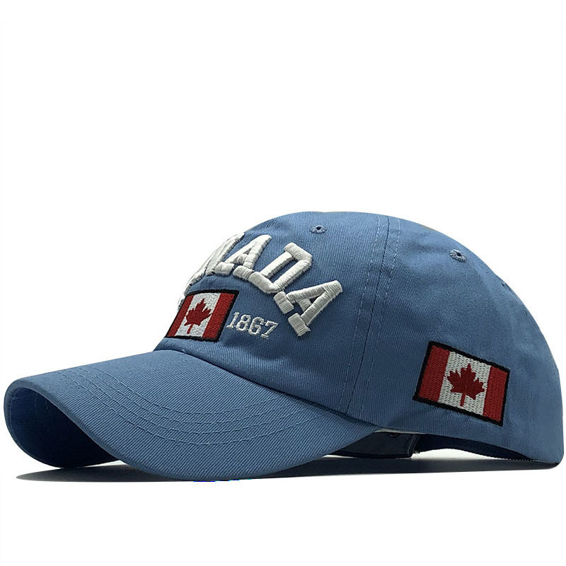 Adult Maple Leaf Washed Baseball Cap Pure Cotton Embroidered 'CANADA' Letter Unisex Adjustable Baseball Hat For All Seasons_voghion.com