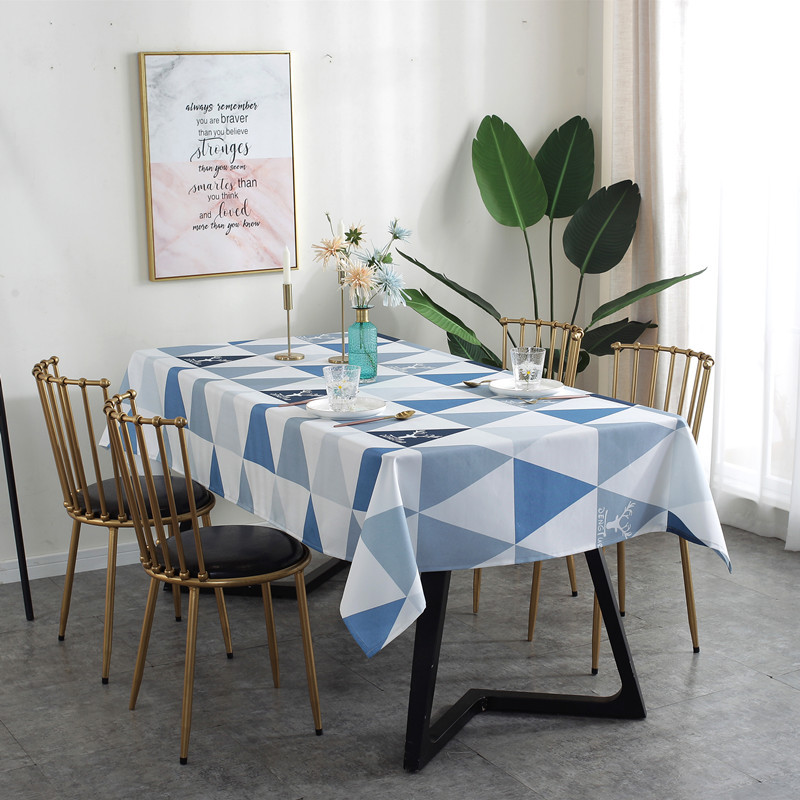 Nordic All-polyester Digital Printed Waterproof Geometric Triangle Coffee Table Dining Tablecloth Manufacturer Direct_voghion.com