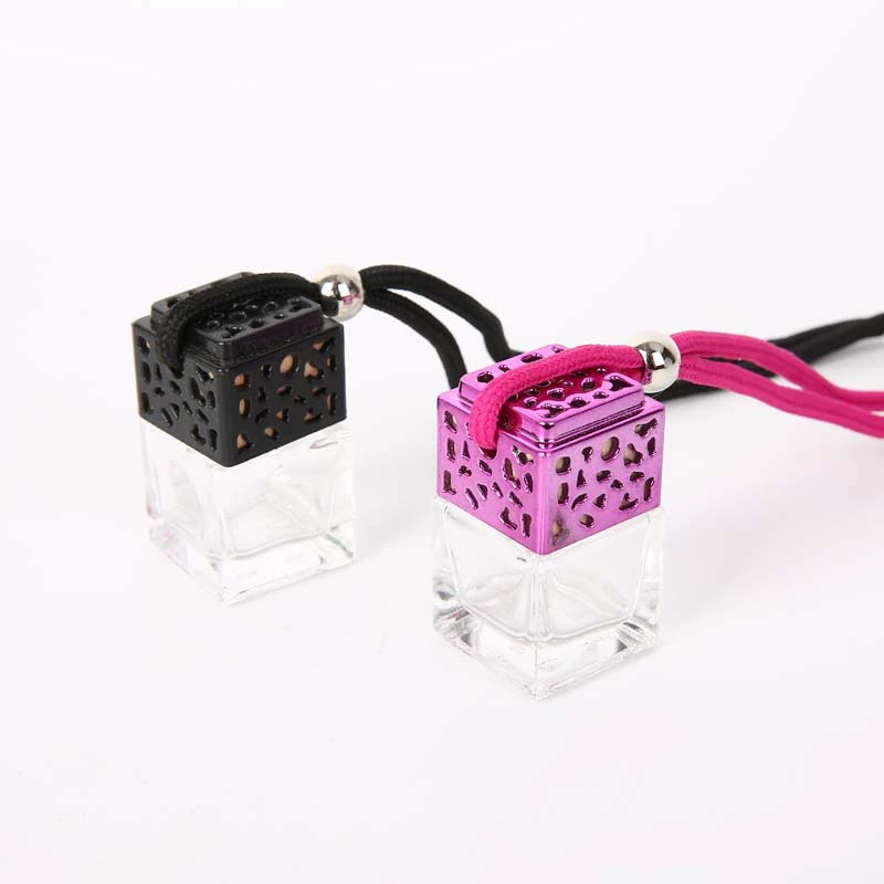 Perfume, pendant, silver square bottle for auto, accessory, gold and silver