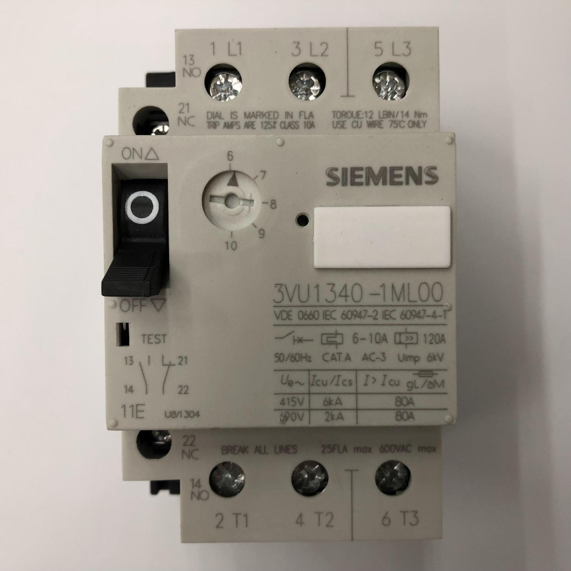 原装正品3VU1340-1ML00 6-10A西门子电动机保护用空气开关断路器