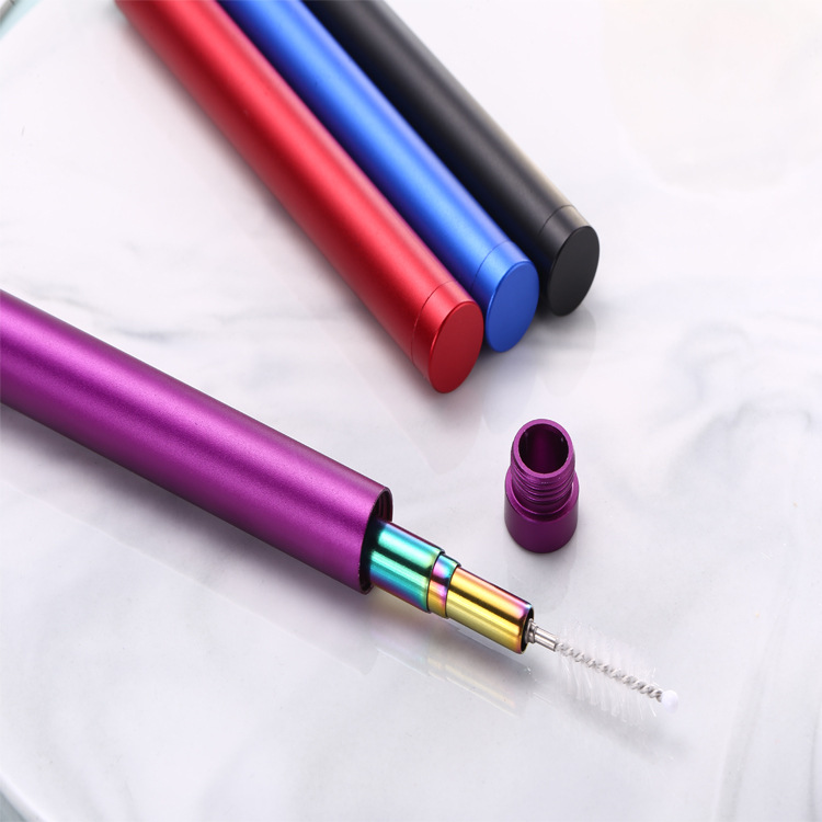 Paja telescópica de paja plegable de acero inoxidable creativo portátil traje de paja al aire libre paja telescópica de tres secciones