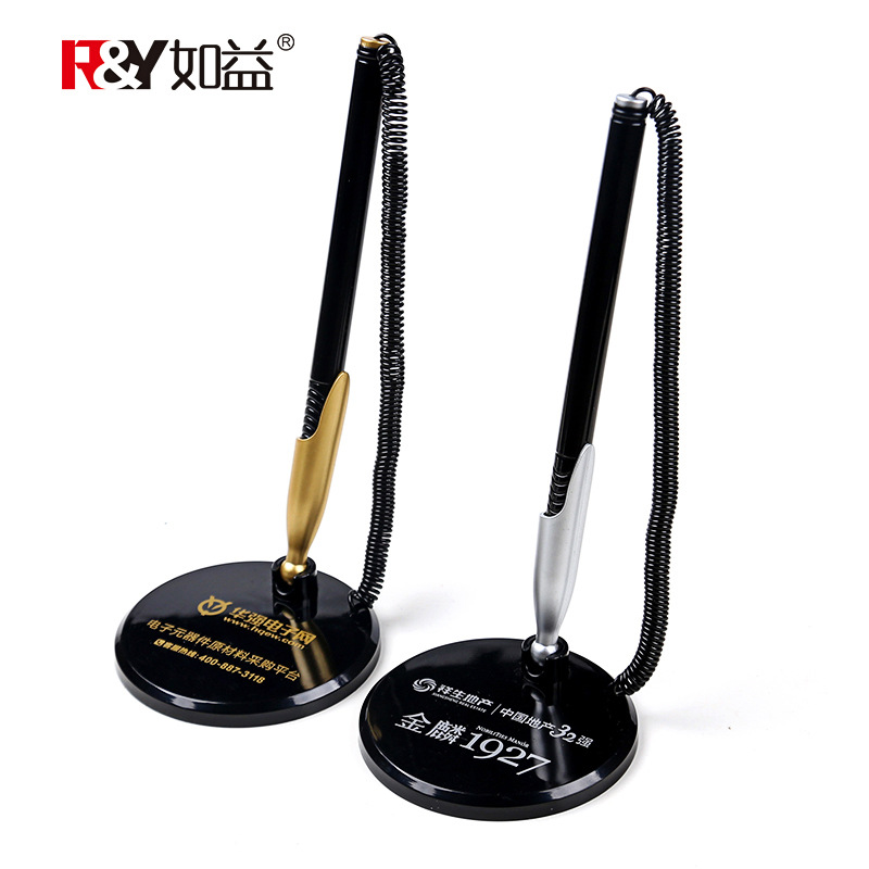 Ruyi Counter Pens with Custom Logo, Adhesive Fixed Gel Pens for Front Desk, Custom-Made Signature Pens for Bank and Office Use