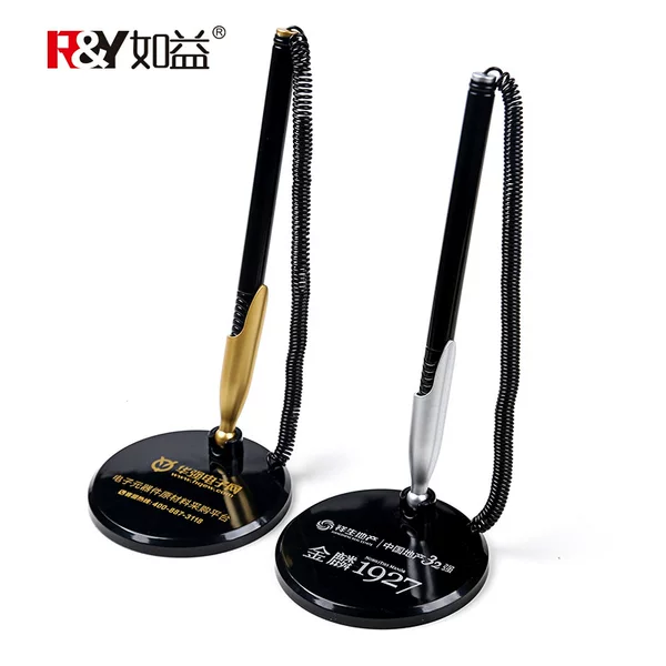 Ruyi Counter Pens with Custom Logo, Adhesive Fixed Gel Pens for Front Desk, Custom-Made Signature Pens for Bank and Office Use