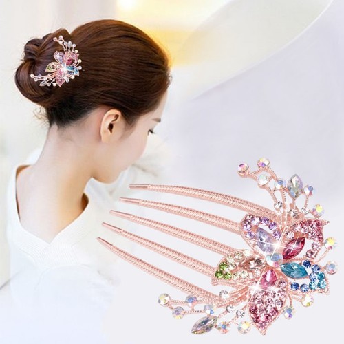 Insert comb plate hairpin clip hairpin hairpin hair accessories head flower hair comb crystal headdress alloy jewelry adult women's hair fork