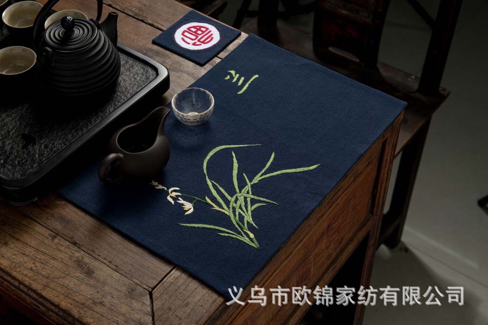 Bordado DIY hecho a mano auto-bordado principiante producción estera de té bordado tridimensional montaña estera matan tiempo material paquete