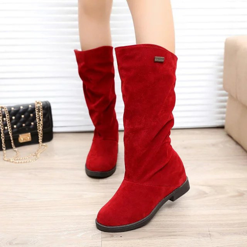 Lente nieuwe matte halfhoge laarzen en fleece verdikte korte laarzen platte dames enkellaars dameslaarzen_voghion.com