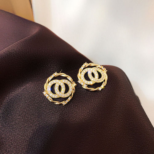 925 Sterling Silver Needles Small Chiffon High-end Earrings Elegant Zircon Earrings Women's Circle Lady Korean Earrings 