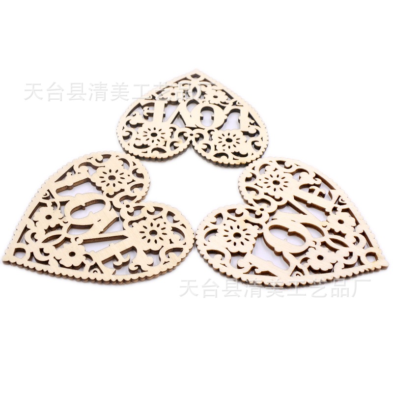 Boda troncos de madera amor amor colgante colgante Día de San Valentín decoración de madera accesorios de dibujos animados 10 piezas en un paquete