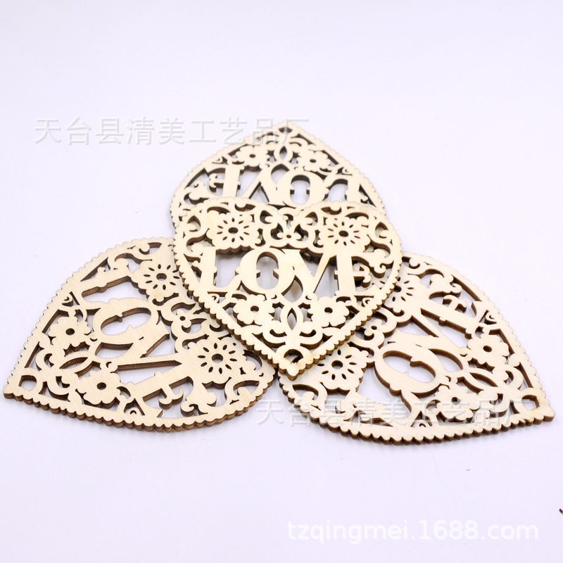 Boda troncos de madera amor amor colgante colgante Día de San Valentín decoración de madera accesorios de dibujos animados 10 piezas en un paquete