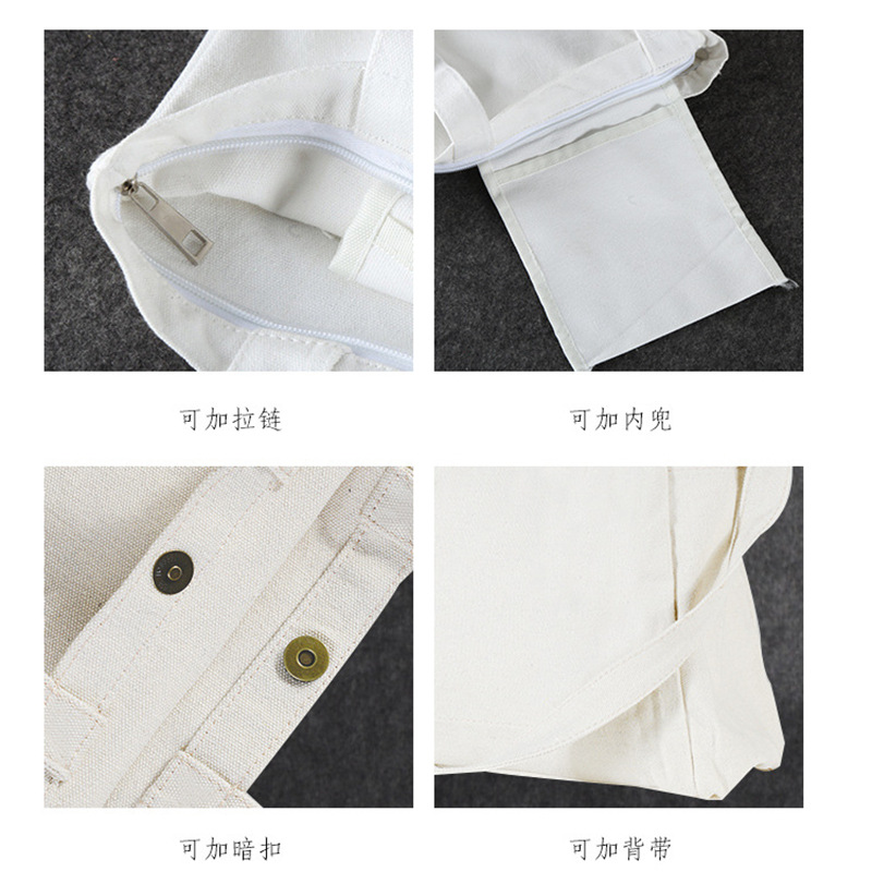 En stock bolsa de algodón de lona en blanco publicidad ambiental bolsa de compras portátil bolsa de tela pequeña impresión personalizada logotipo