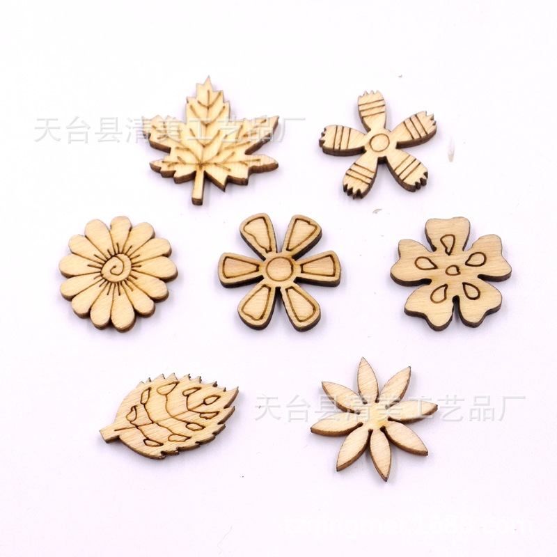 19mm Flor de madera mezclado botones de madera DIY artesanías decorativas de madera 100 unidades un paquete