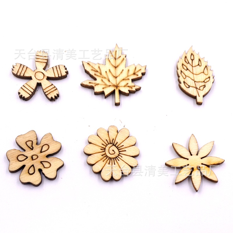 19mm Flor de madera mezclado botones de madera DIY artesanías decorativas de madera 100 unidades un paquete