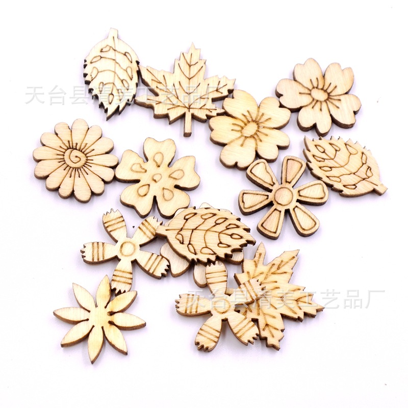 19mm Flor de madera mezclado botones de madera DIY artesanías decorativas de madera 100 unidades un paquete