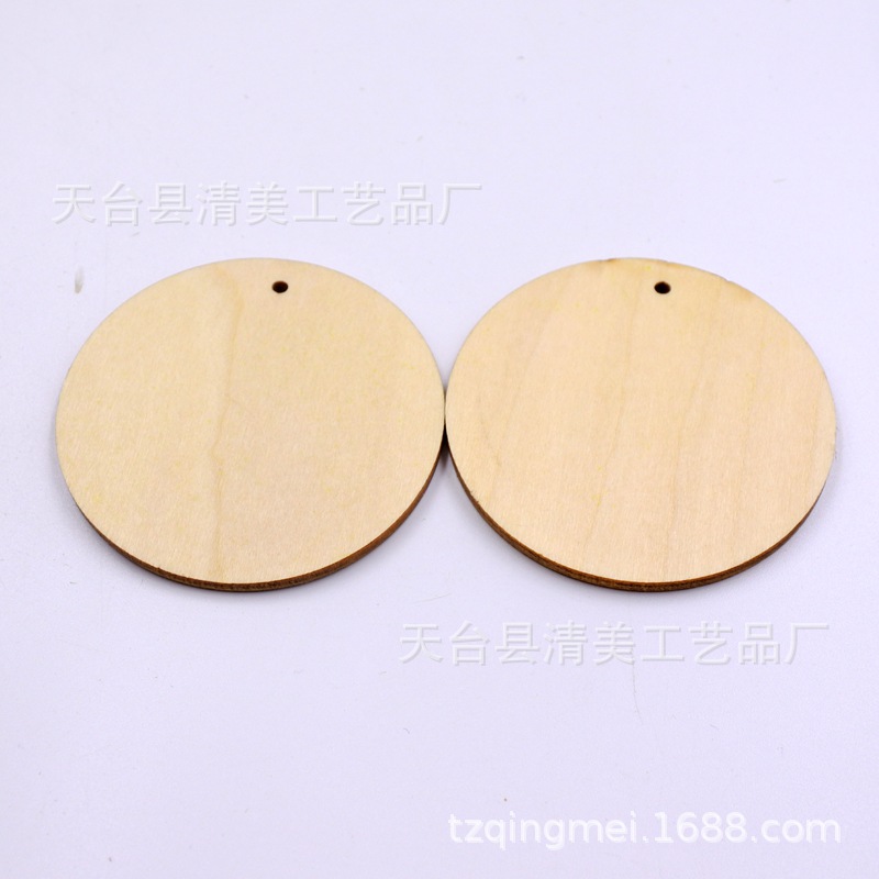 30-101.6mm agujero redondo disco DIY madera decorativa pieza de madera decorativa colgante de madera
