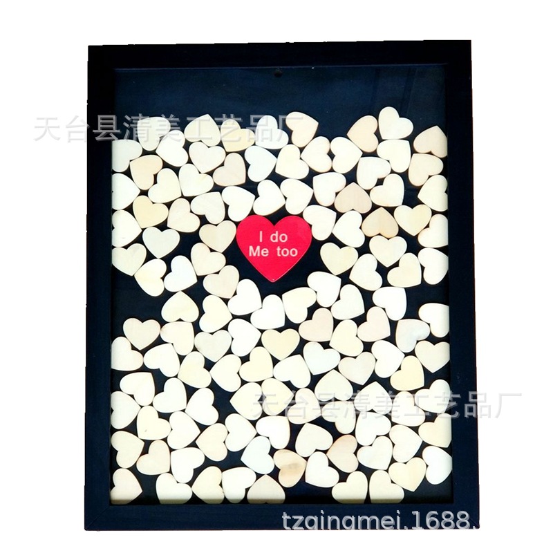 Marco de amor de inicio de sesión de boda/regalo creativo/evento de cumpleaños inicio de sesión corazón de melocotón hoja de madera marco de fotos negro caja de regalo festivo