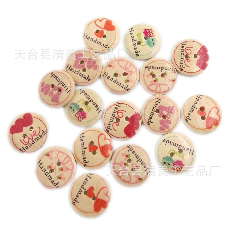 20mm tronco redondo botón de madera impreso redondo botón de handmade 50 un paquete