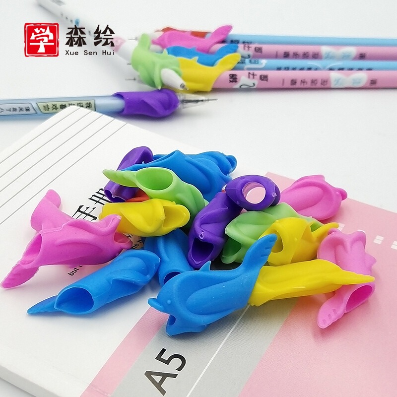 Dolphin Fish Pen Grip Silicone Pencil Student Writing Posture Corrector Wholesale Stationery