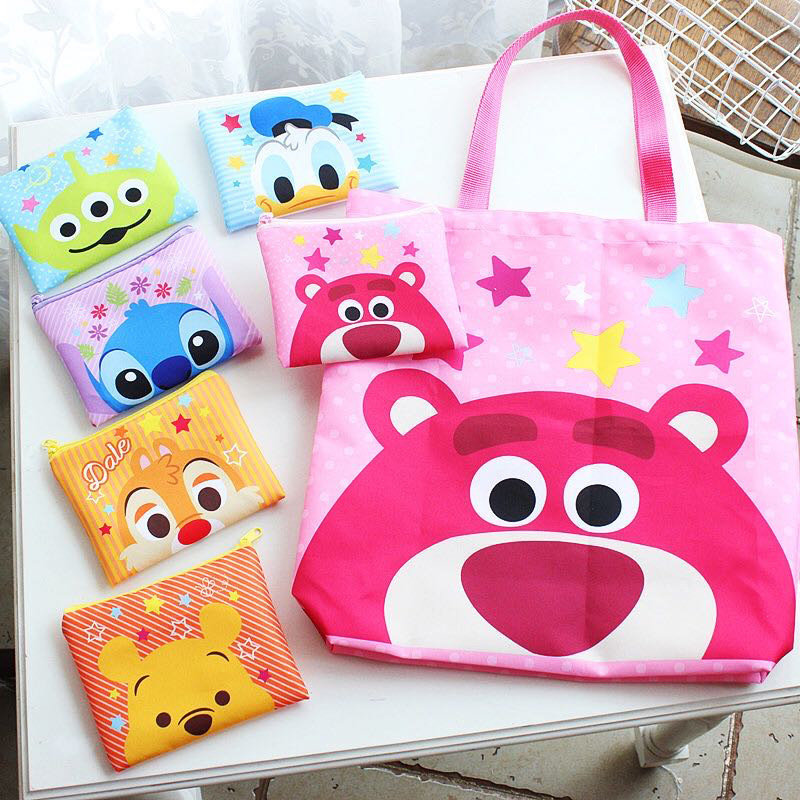 Japanese cartoon folding light and thin handheld shopping bag