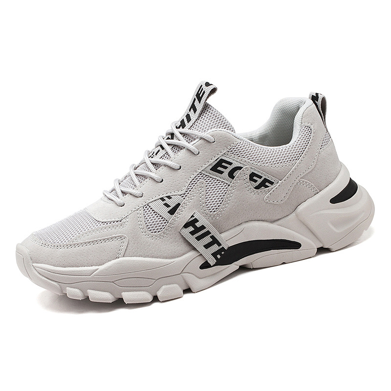 Spring and Summer New Breathable Mesh Sports Men's Shoes Casual Shoes Men's Korean-style Fashionable ins White Elevated Fashionable Shoes