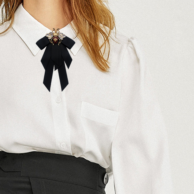 Corea del Sur vintage aleación cinta negro arco abeja broche hombres mujeres estilo preppy pajarita Ropa Accesorios