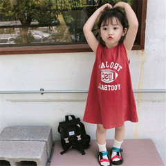 Women's Summer Blouse Dress Children's English Printed Dress Kids' Overseas Children's Wear One-Time Shipping