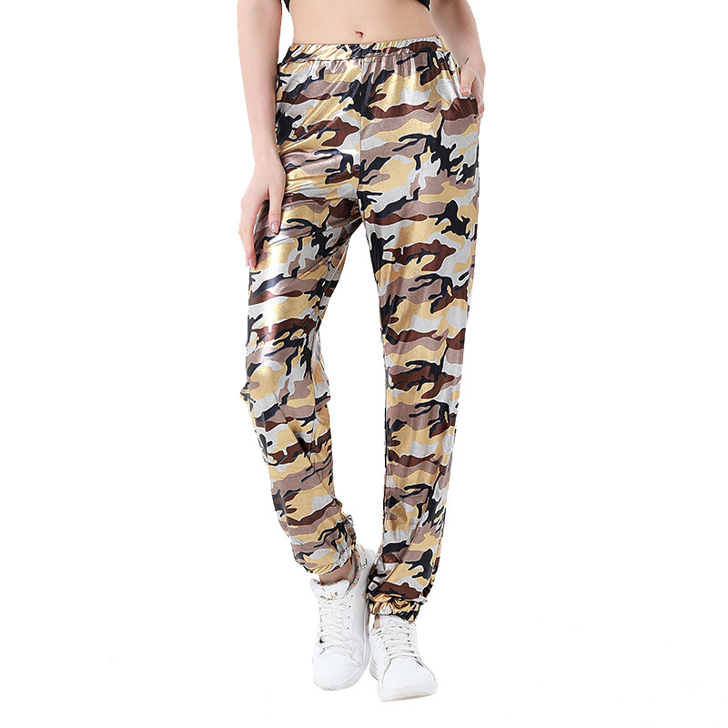 Real Pat Meiluo Poetry Printed Puleather High Waist Hip-Hop Pants Women's Loose Casual Sports Leg Haren Pants Casual Pants