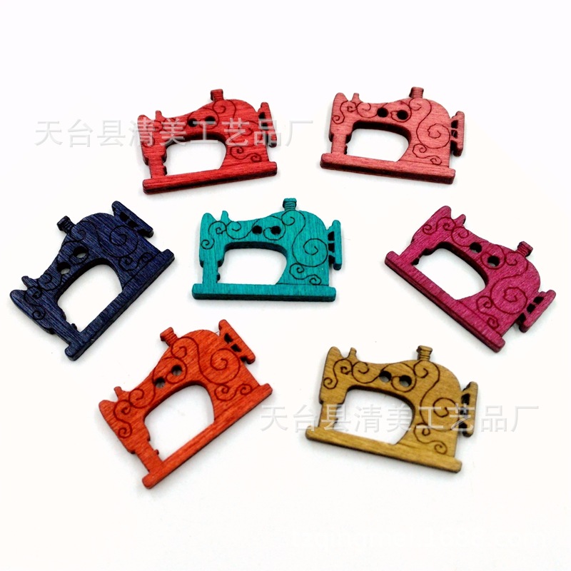 Botones de bricolaje hechos a mano vintage máquina de coser botones de madera 50 piezas un paquete