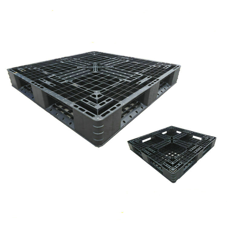 厂家供应网格田字塑料卡板塑胶托盘仓库出货专用栈板黑色一次托盘