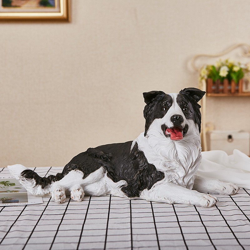 Simulación frontera cría de animales decoración resina collie perro modelo simulación perro decoración Scottish Border Pastor perro modelo de juguete