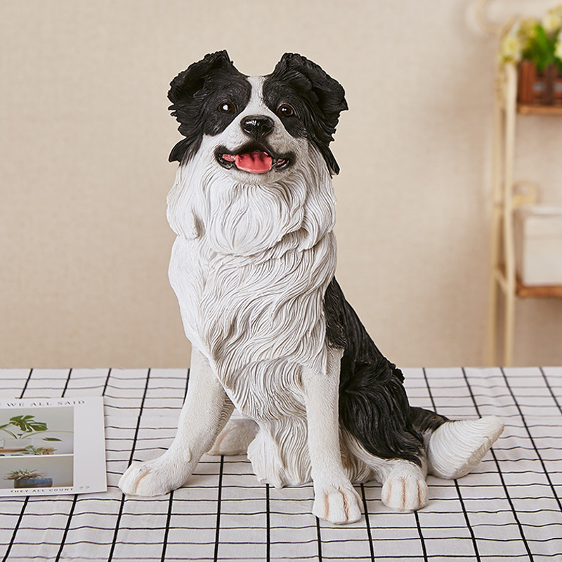 Simulación frontera cría de animales decoración resina collie perro modelo simulación perro decoración Scottish Border Pastor perro modelo de juguete